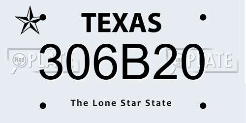 306B20 Texas License Plate