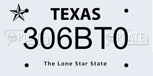 306BT0 Texas License Plate