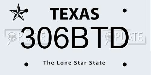 306BTD Texas License Plate