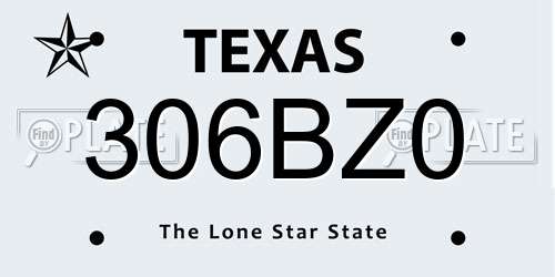 306BZ0 Texas License Plate