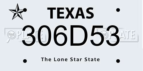 306D53 Texas License Plate