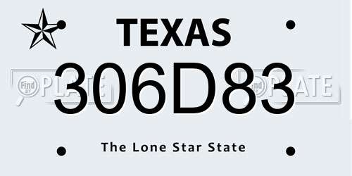 306D83 Texas License Plate
