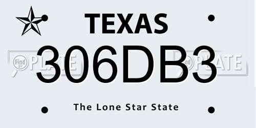 306DB3 Texas License Plate