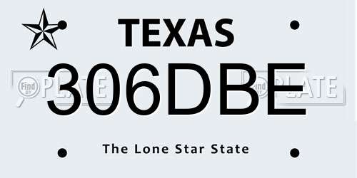 306DBE Texas License Plate