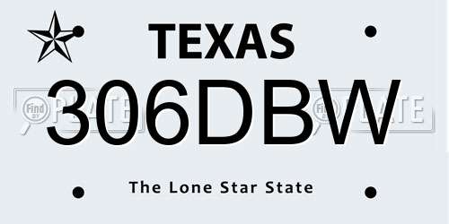 306DBW Texas License Plate