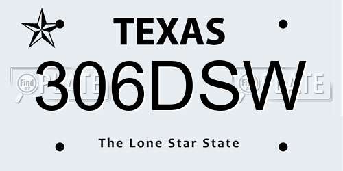 306DSW Texas License Plate