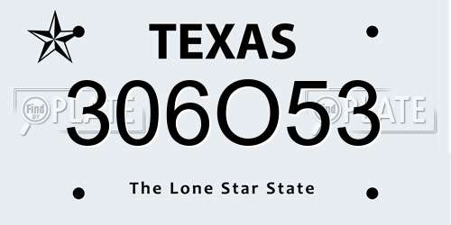 306O53 Texas License Plate