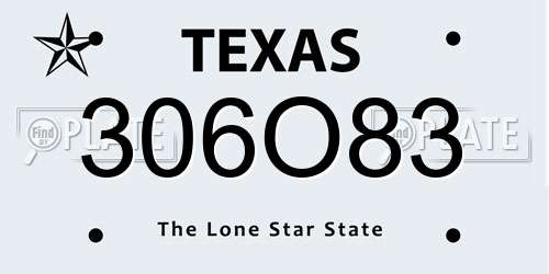 306O83 Texas License Plate