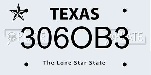 306OB3 Texas License Plate