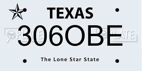 306OBE Texas License Plate