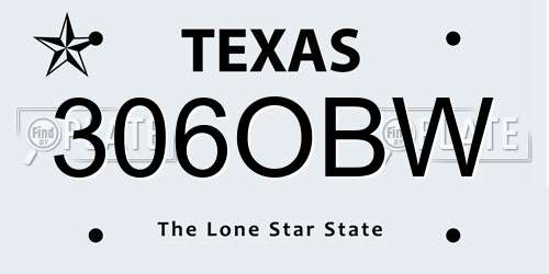 306OBW Texas License Plate