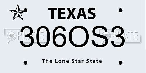 306OS3 Texas License Plate