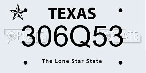 306Q53 Texas License Plate
