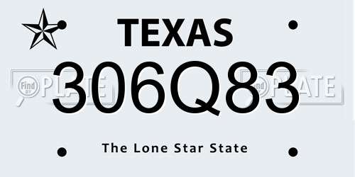 306Q83 Texas License Plate