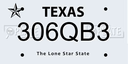 306QB3 Texas License Plate