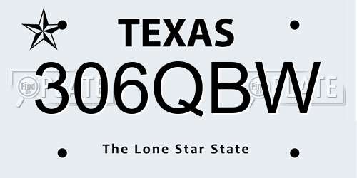 306QBW Texas License Plate
