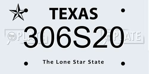 306S20 Texas License Plate