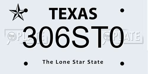306ST0 Texas License Plate