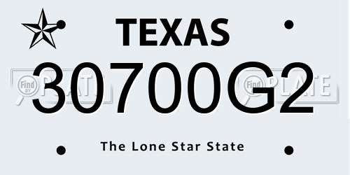 30700G2 Texas License Plate