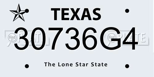 30736G4 Texas License Plate