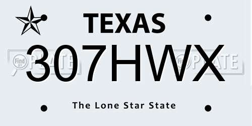 307HWX Texas License Plate