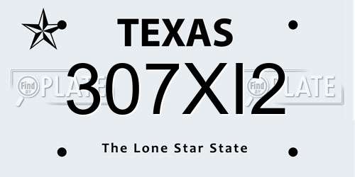 307XI2 Texas License Plate
