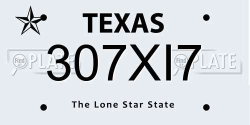 307XI7 Texas License Plate