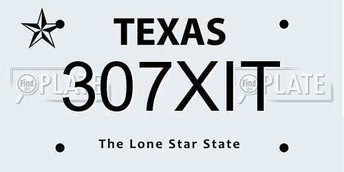 307XIT Texas License Plate