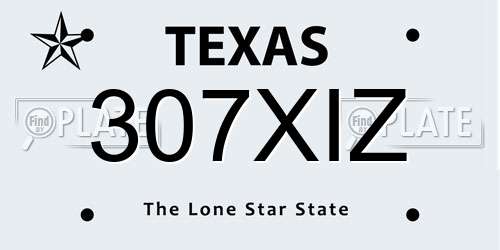 307XIZ Texas License Plate