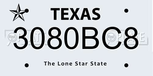 3080BC8 Texas License Plate