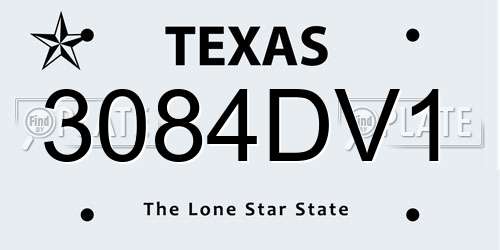 3084DV1 Texas License Plate