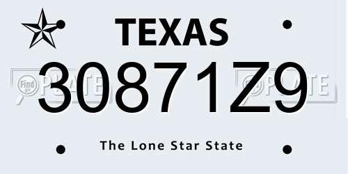 30871Z9 Texas License Plate
