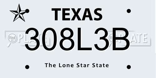 308L3B Texas License Plate