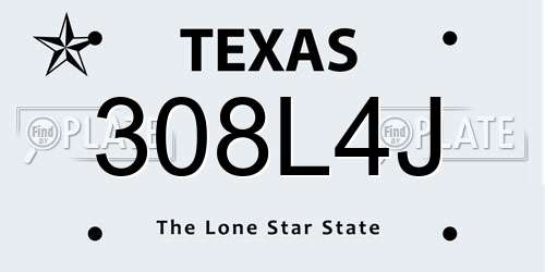 308L4J Texas License Plate