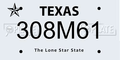 308M61 Texas License Plate
