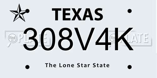 308V4K Texas License Plate
