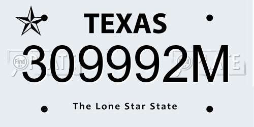 309992M Texas License Plate