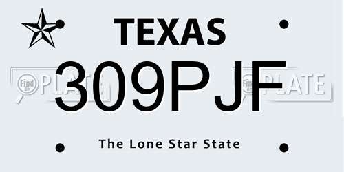 309PJF Texas License Plate