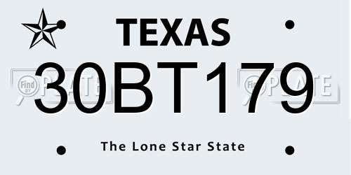 30BT179 Texas License Plate