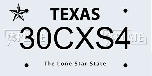 30CXS4 Texas License Plate