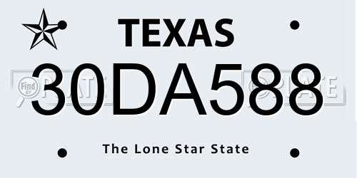 30DA588 Texas License Plate