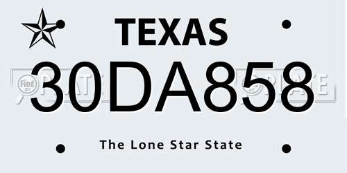 30DA858 Texas License Plate