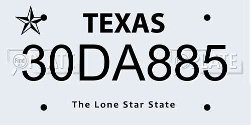 30DA885 Texas License Plate