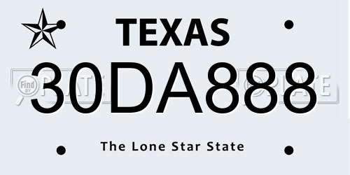 30DA888 Texas License Plate