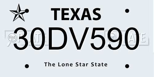 30DV590 Texas License Plate