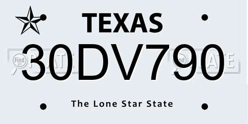 30DV790 Texas License Plate