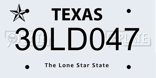 30LD047 Texas License Plate