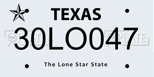 30LO047 Texas License Plate
