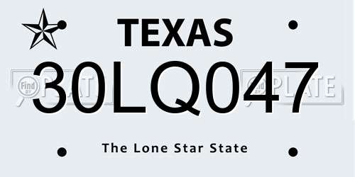 30LQ047 Texas License Plate