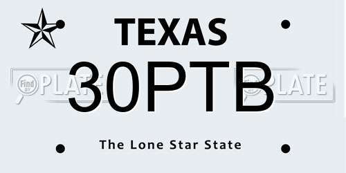 30PTB Texas License Plate